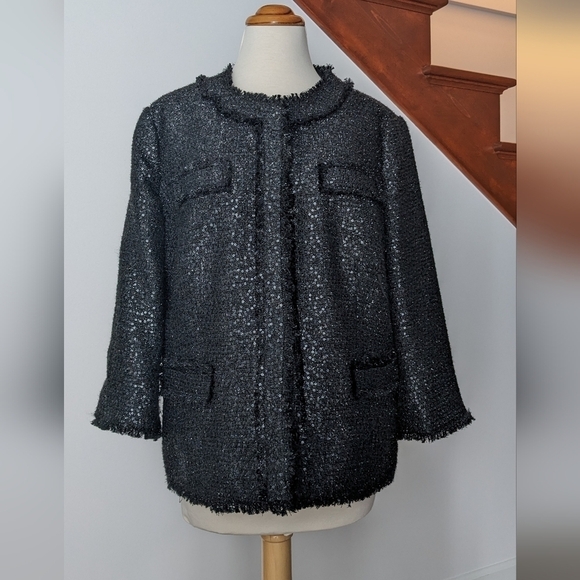 Chicos black silver shimmery blazer Size 2 - Picture 6 of 6